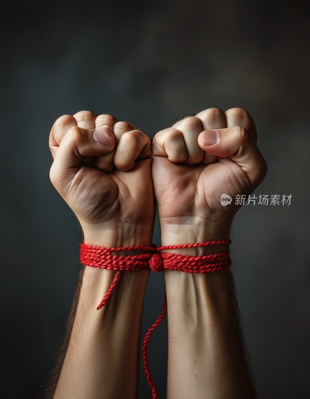 紧握的红绳拳头