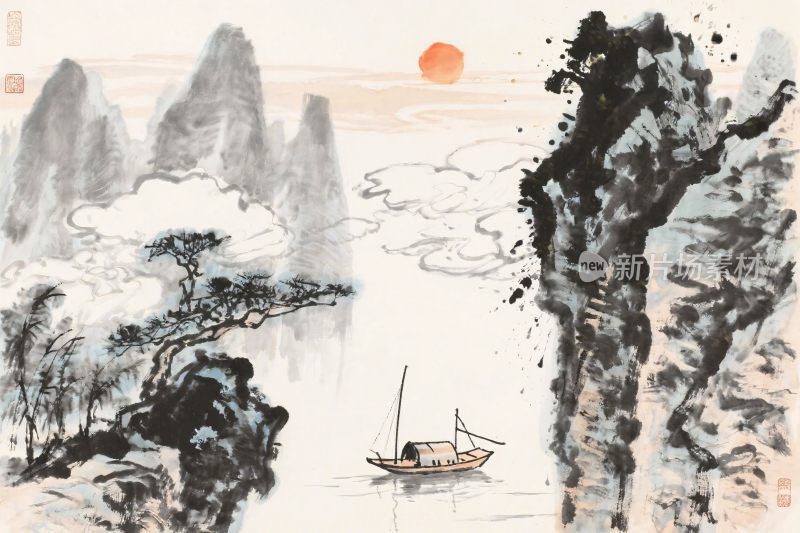 水墨山水国画风景