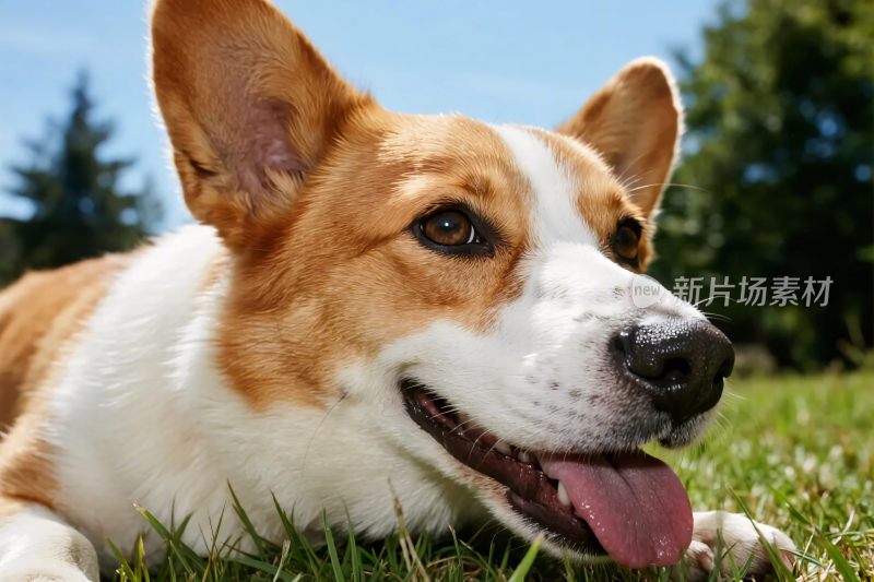 柯基犬草地照片