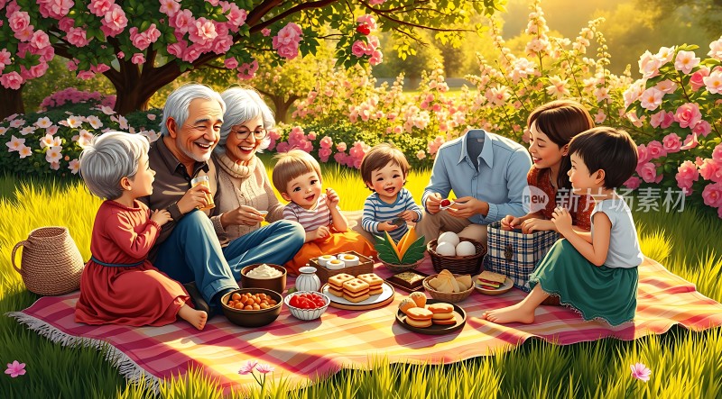 家庭野餐温馨和谐共度美好时光
