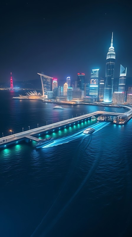 璀璨夜景下的现代都市风光