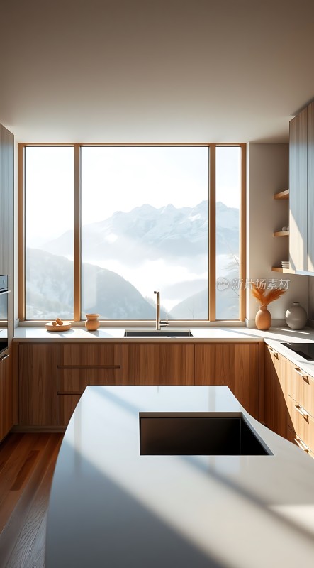 阳光厨房山景入眼帘