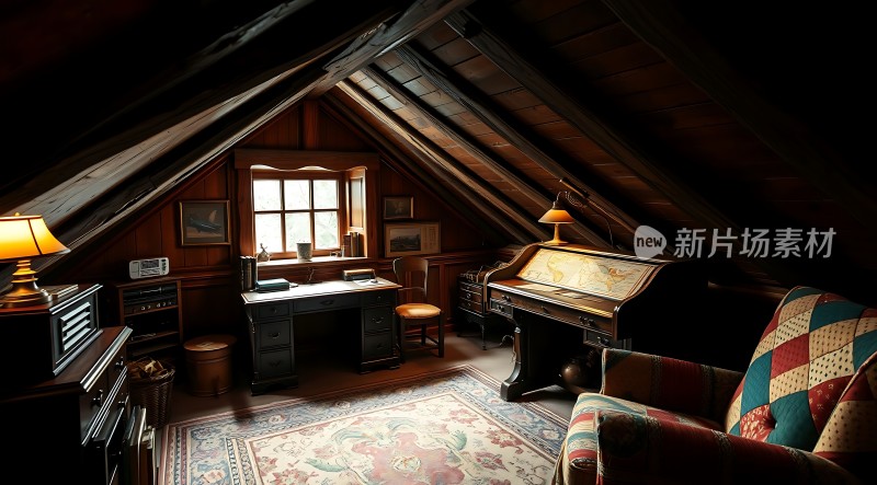 古董书桌与复古家具营造温馨书房氛围