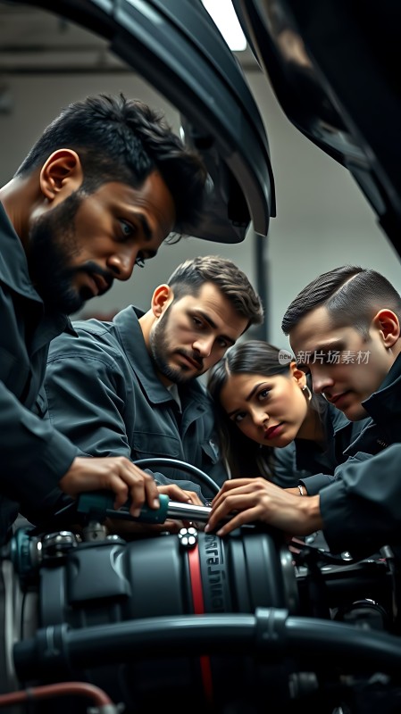 机械师团队专注检修汽车引擎