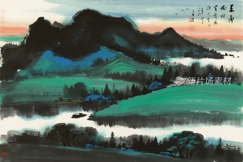 山水水墨国画风景