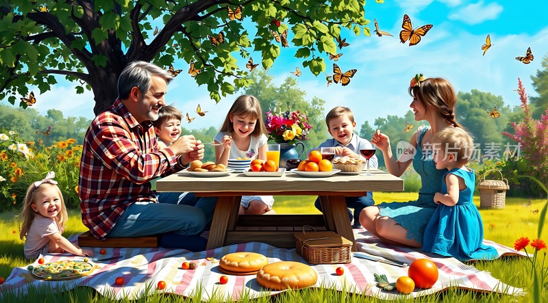 家庭野餐快乐时光