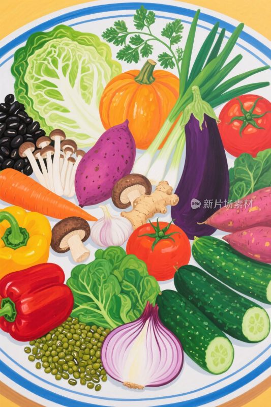 蔬菜水果盘插画