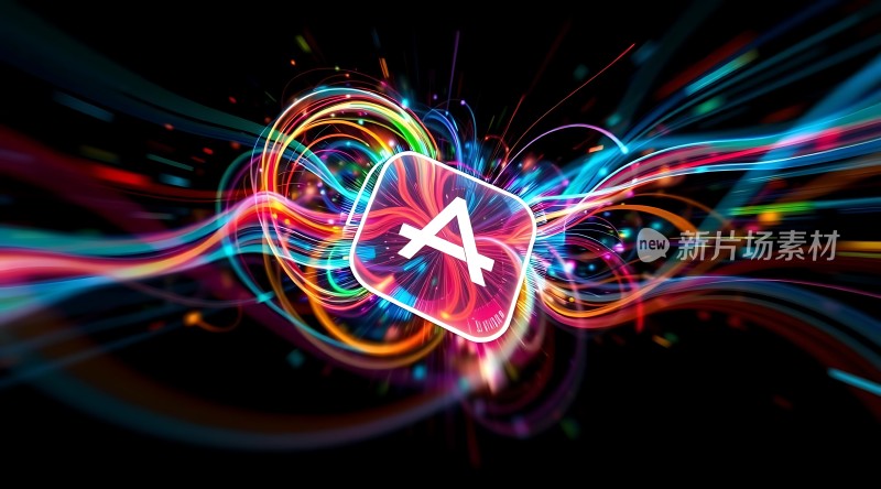 新片场素材多彩光效环绕字母A