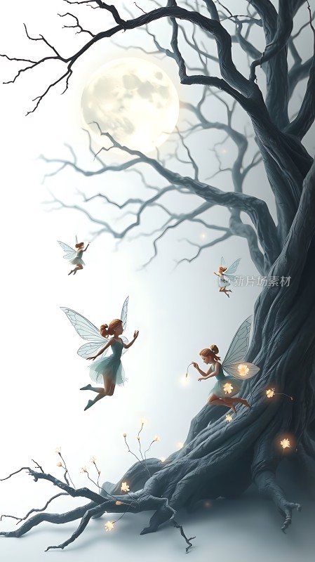 精灵在月光下与萤火虫共舞