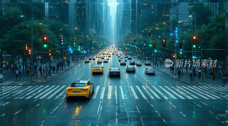繁华都市夜幕下的车水马龙