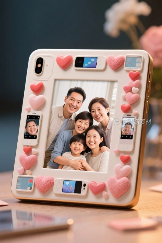 爱心家庭相框插画