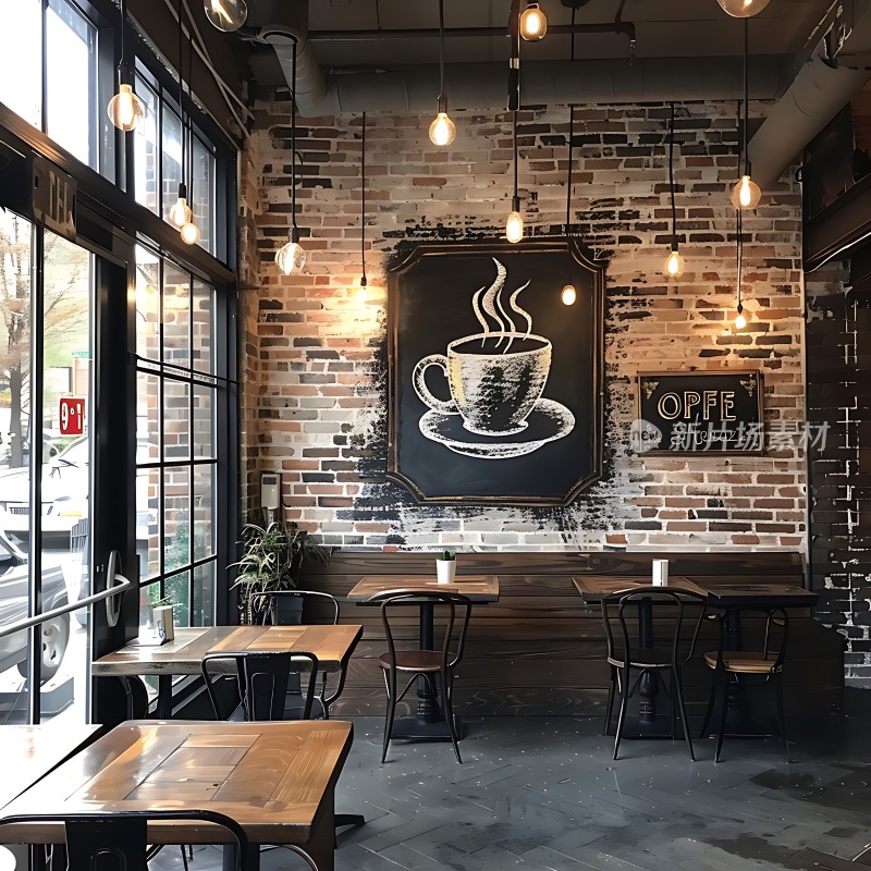 砖墙咖啡店温馨氛围