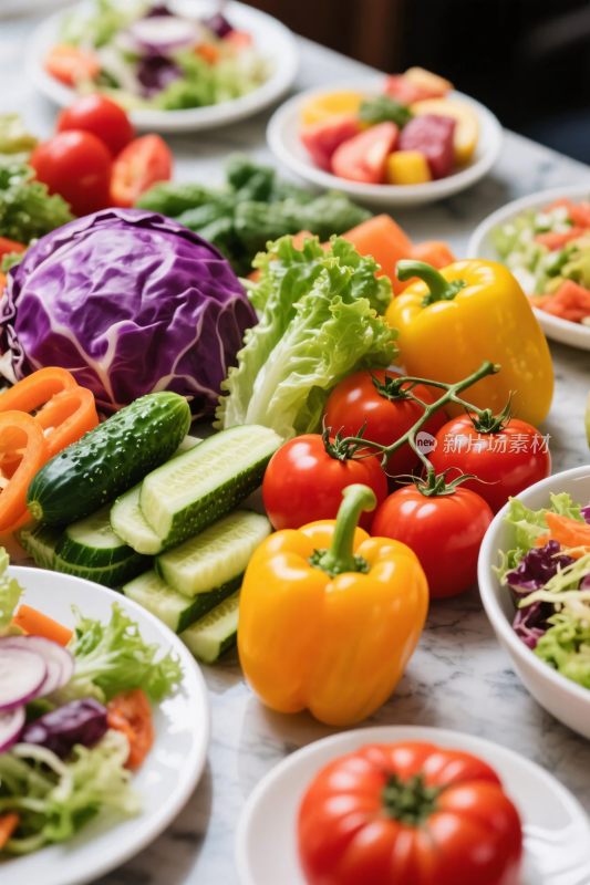新鲜蔬菜与沙拉集合