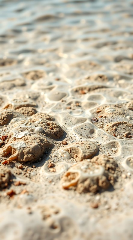 沙地上的气泡与脚印