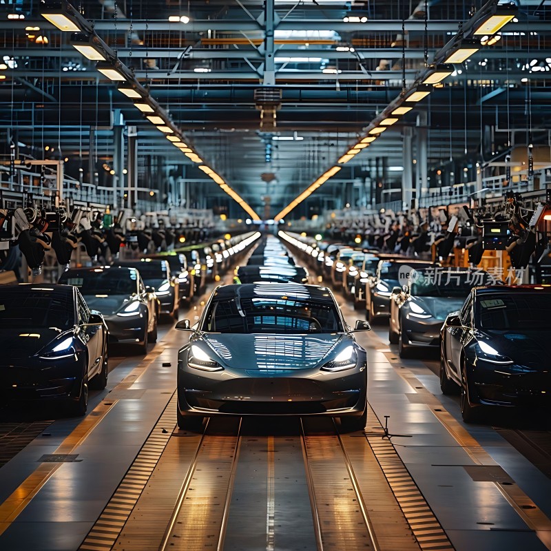 现代工厂生产线上的汽车装配线