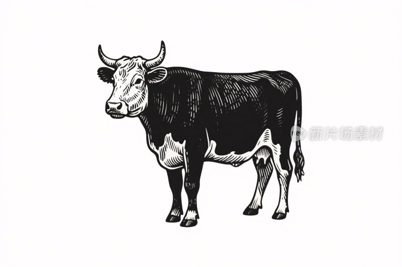 黑白奶牛插画