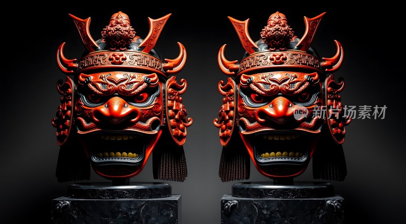 红色面具艺术展示