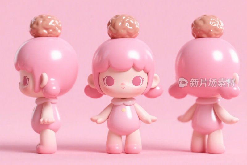 粉色卡通玩偶插画