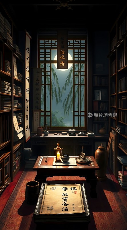 古风书房静谧雅致