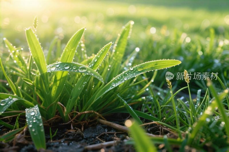 晨露绿草风景图