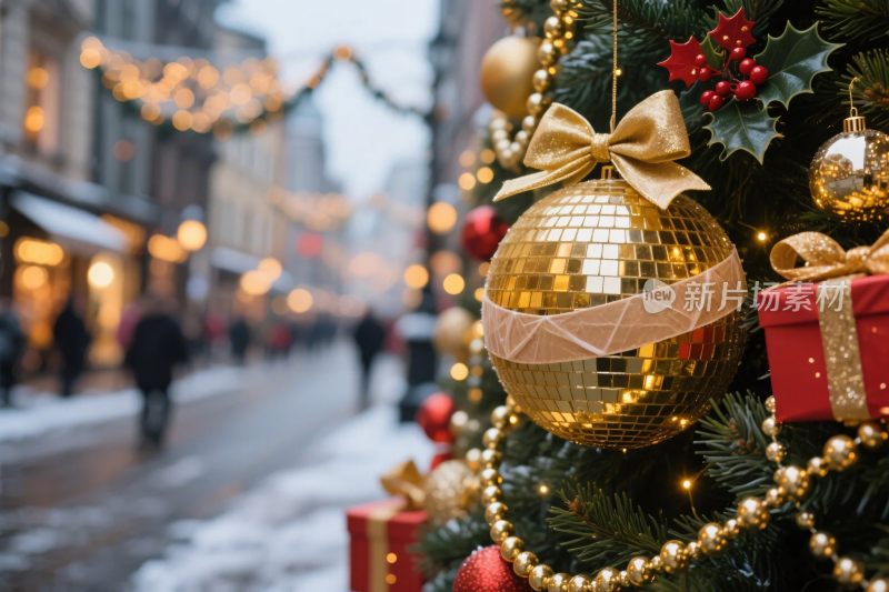 冬季街道圣诞装饰场景