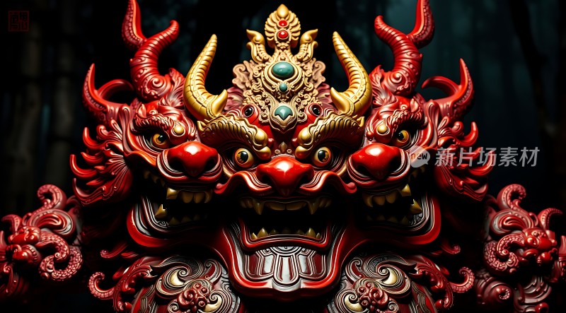 红色神兽面具威武壮观