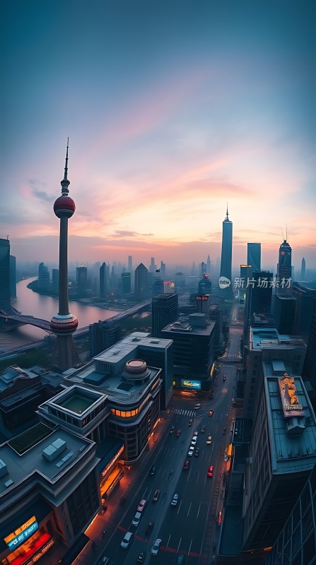 东方明珠与城市夜景