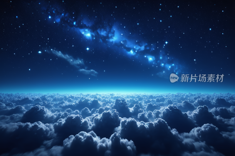 夜空有星星和云彩高清风景风光图片