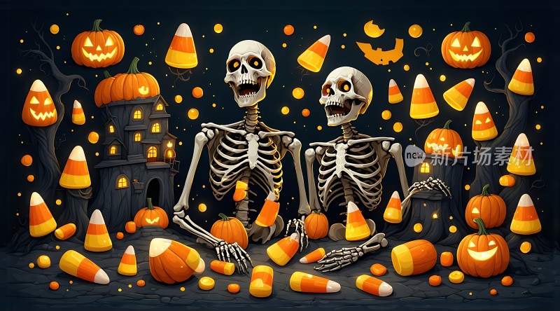 万圣节骷髅南瓜糖果夜