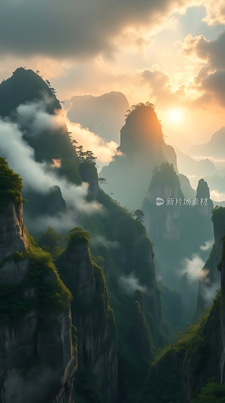 晨曦中的神秘山谷