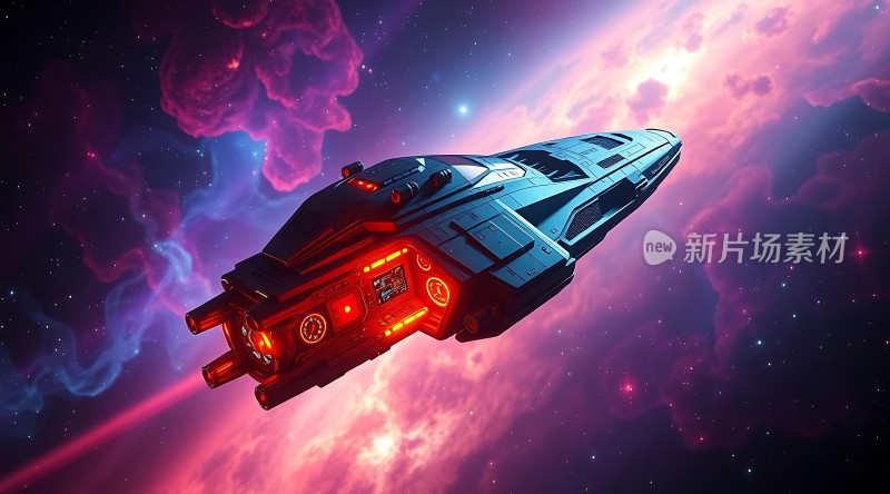 星际探险飞船穿越璀璨星云