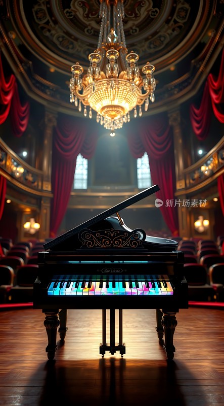 金色大厅里的彩色钢琴