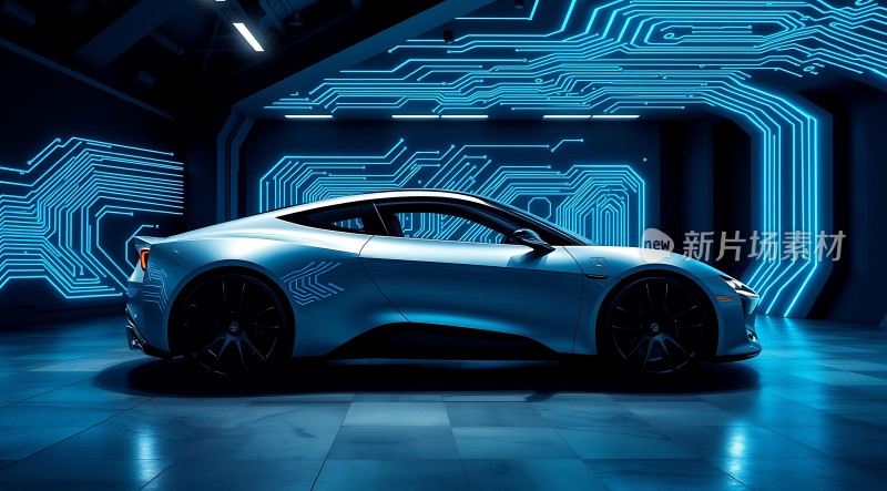 未来科技座驾蓝色跑车闪耀登场！