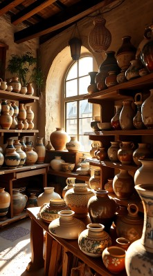 陶艺工坊阳光下的精美瓷器展示 陶艺工坊阳光下的精美瓷器展示