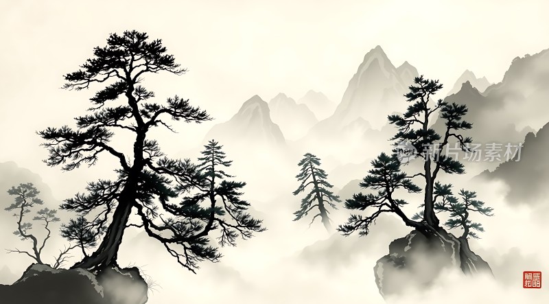 云雾缭绕的山林奇景