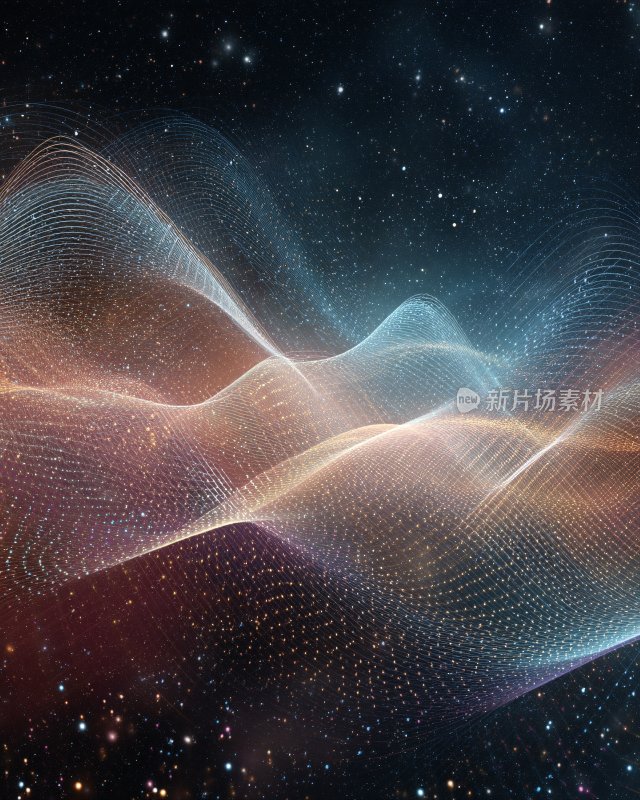 梦幻星空粒子波浪插画
