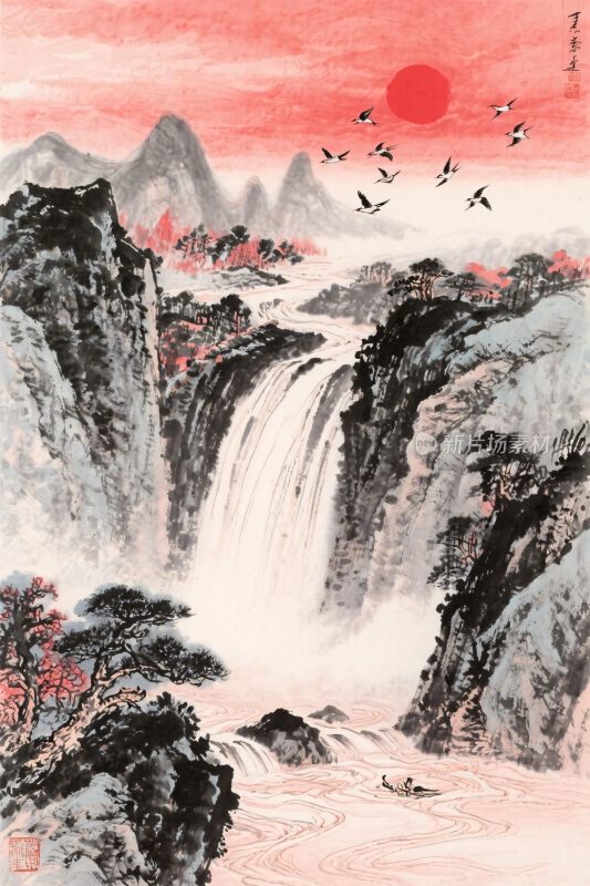 古风水墨山水画卷