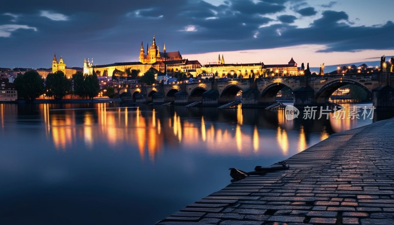 布拉格夜色查理桥