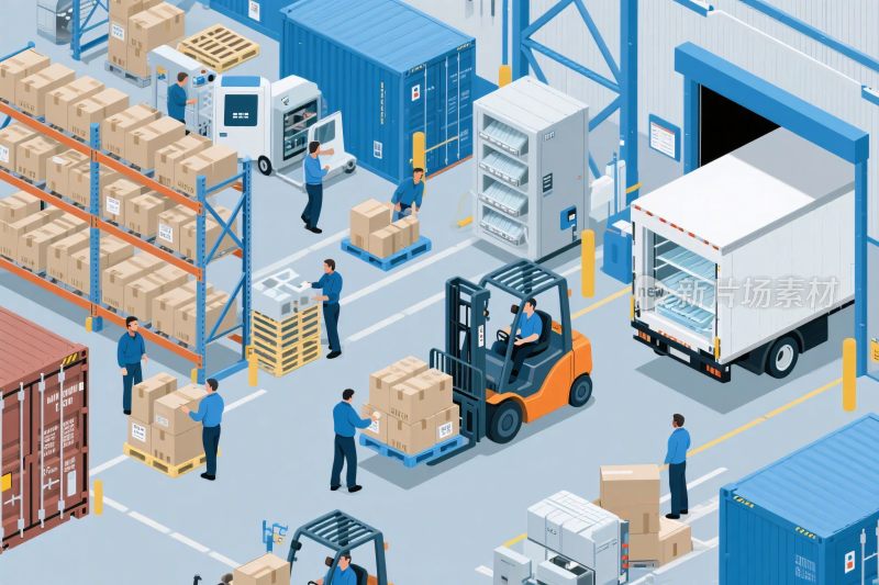 仓库物流作业插画