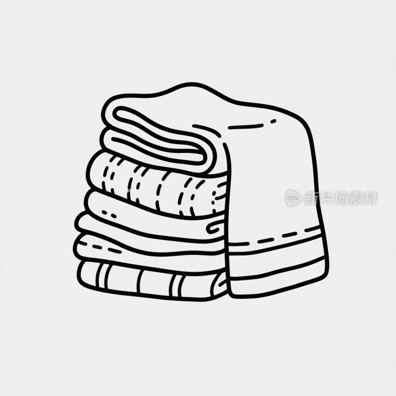 堆叠毛巾手绘插画