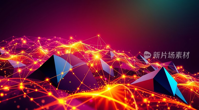 新片场素材科技感几何图形与光效交织
