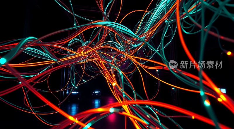 光纤世界红色与绿色的交织