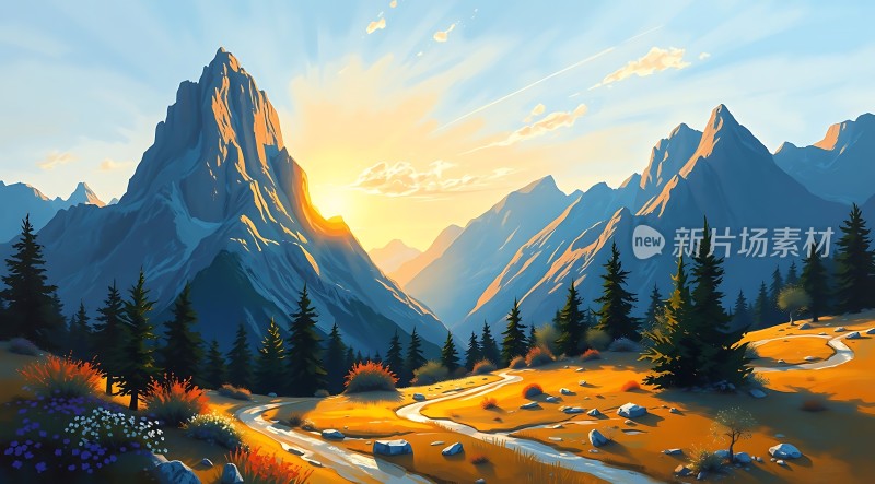 晨光中的山间小径