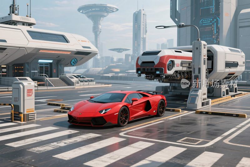 未来科幻都市跑车场景