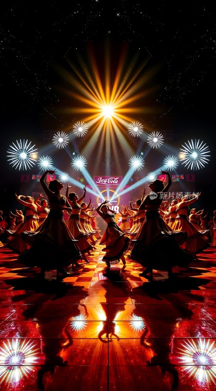 舞台上的舞者与璀璨灯光共舞