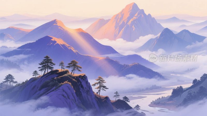 山间晨曦美景