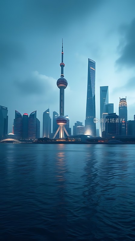 东方明珠与上海天际线夜景