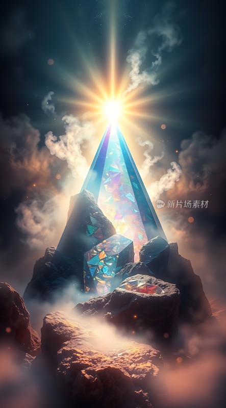 光芒四射的晶体金字塔
