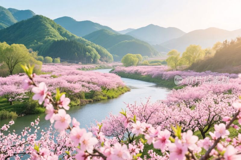 春日山水樱花风光图