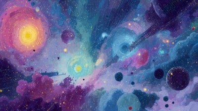 梦幻绚丽的宇宙星空插画 梦幻绚丽的宇宙星空插画